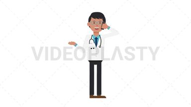 Asian Male Doctor Talking on the Phone Happy Stock Animation