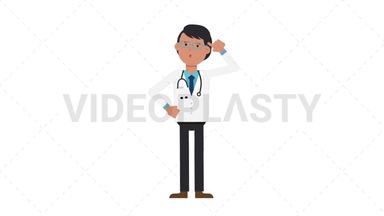 Asian Male Doctor Thinking Stock Animation