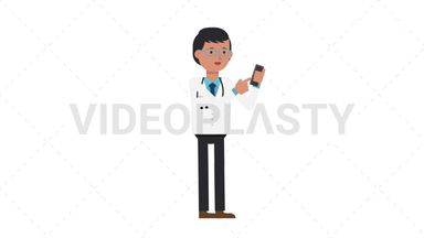Asian Male Doctor Using Phone Stock Animation