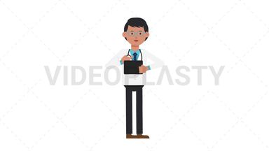 Asian Male Doctor Using Tablet Happy Stock Animation