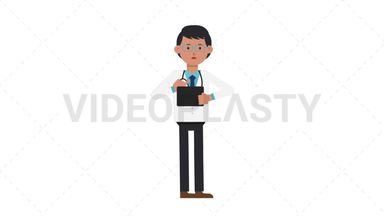 Asian Male Doctor Using Tablet Sad Stock Animation