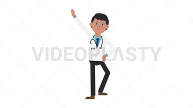 Asian Male Doctor Warmup Exercise Stock Animation