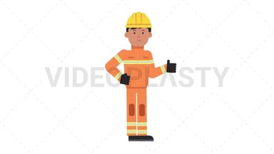 Asian Male Firefighter Approve Stock Animation
