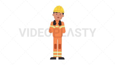 Asian Male Firefighter Clapping Stock Animation