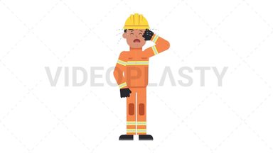 Asian Male Firefighter Crying Stock Animation