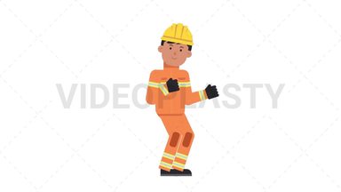 Asian Male Firefighter Dancing Stock Animation