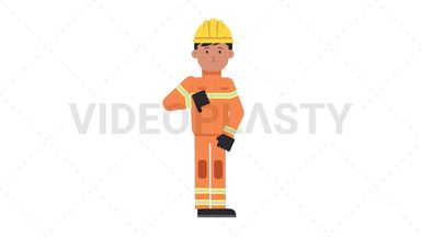 Asian Male Firefighter Disapprove Stock Animation