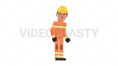 Asian Male Firefighter Dizzy Stock Animation