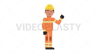 Asian Male Firefighter Fever Stock Animation