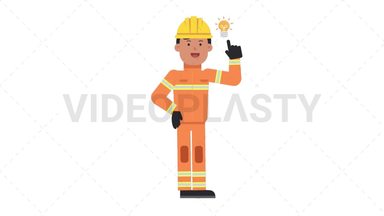 Asian Male Firefighter Idea Stock Animation