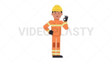 Asian Male Firefighter Ok Stock Animation