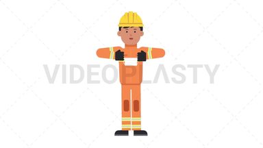 Asian Male Firefighter Putting on Face Mask Stock Animation
