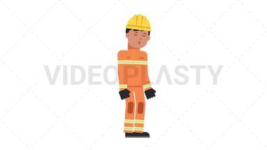 Asian Male Firefighter Sleepy Stock Animation
