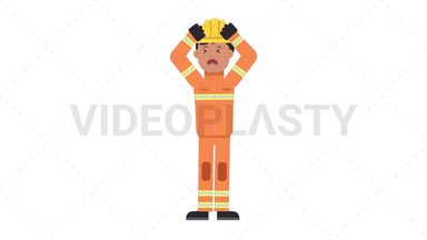 Asian Male Firefighter Stressed Stock Animation