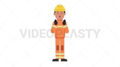 Asian Male Firefighter Surprised Stock Animation