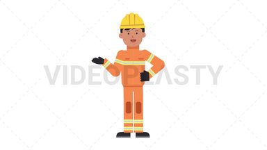 Asian Male Firefighter Talking Stock Animation