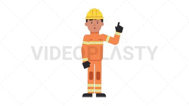 Asian Male Firefighter Thinking Stock Animation