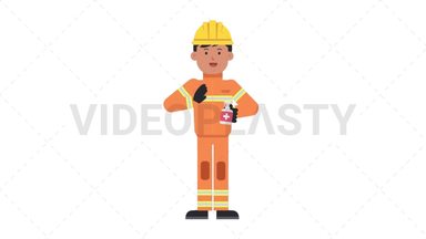 Asian Male Firefighter Using Disinfectant Spray Stock Animation