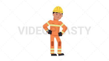 Asian Male Firefighter Waiting Stock Animation