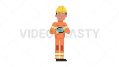 Asian Male Firefighter Washing Hands Stock Animation