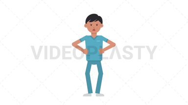 Asian Male Nurse Angry Stock Animation