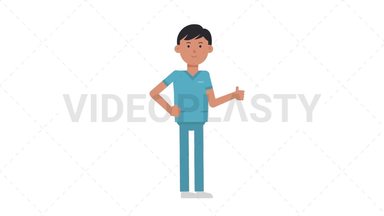 Asian Male Nurse Approve Stock Animation