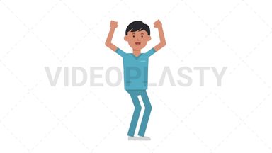 Asian Male Nurse Cheer Stock Animation