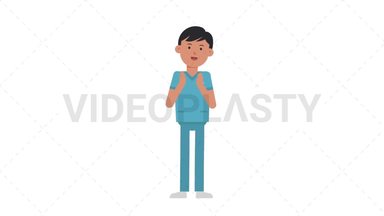 Asian Male Nurse Clapping Stock Animation