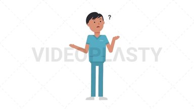Asian Male Nurse Confused Stock Animation