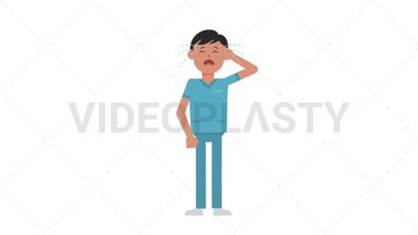 Asian Male Nurse Crying Stock Animation