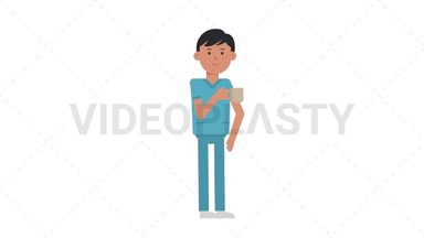 Asian Male Nurse Drinking Coffee Stock Animation