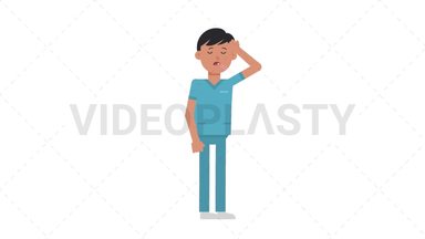 Asian Male Nurse Fever Stock Animation