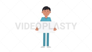 Asian Male Nurse Holding Poster Stock Animation