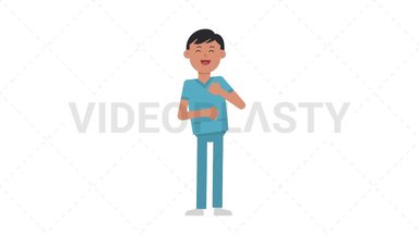 Asian Male Nurse Laughing Stock Animation