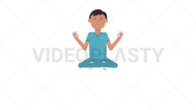 Asian Male Nurse Meditating Stock Animation