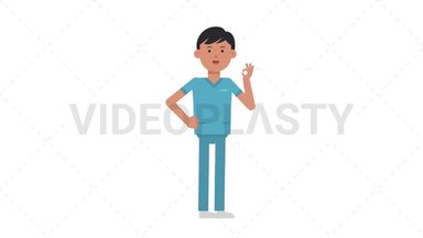 Asian Male Nurse Ok Stock Animation