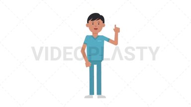 Asian Male Nurse Pointing Above Stock Animation