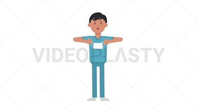 Asian Male Nurse Putting on Face Mask Stock Animation