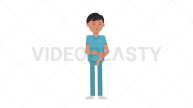 Asian Male Nurse Sad Stock Animation