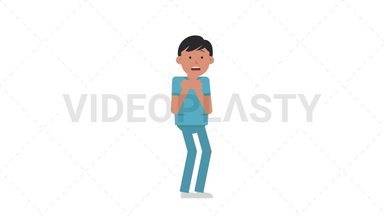 Asian Male Nurse Scared Stock Animation