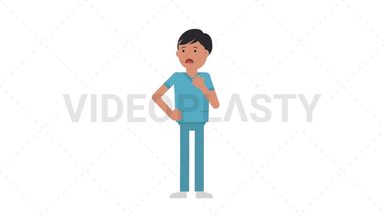Asian Male Nurse Shortness of Breath Stock Animation