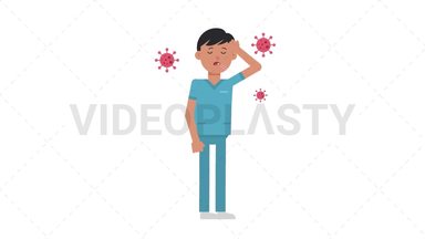 Asian Male Nurse Sick with Covid Stock Animation