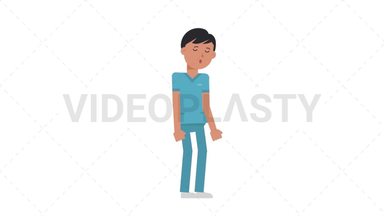 Asian Male Nurse Sleepy Stock Animation