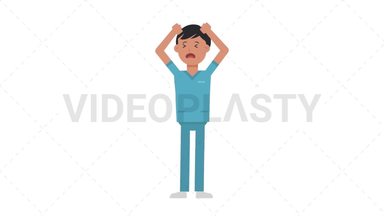Asian Male Nurse Stressed Stock Animation