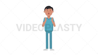 Asian Male Nurse Surprised Stock Animation