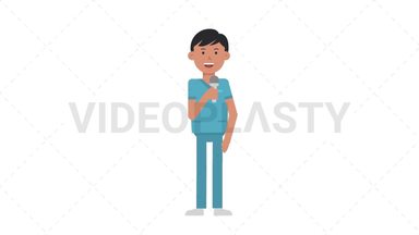 Asian Male Nurse Talking on Microphone Stock Animation