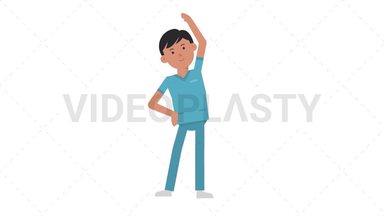 Asian Male Nurse Warmup Exercise Stock Animation
