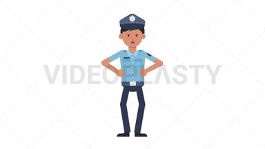 Asian Policeman Angry Stock Animation