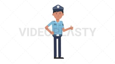 Asian Policeman Approve Stock Animation