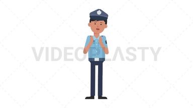 Asian Policeman Clapping Stock Animation